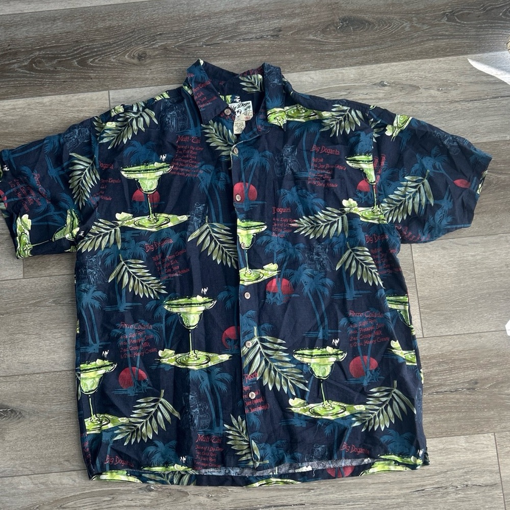 Big Dogs linen shirt Hawaiian drinks men’s Large